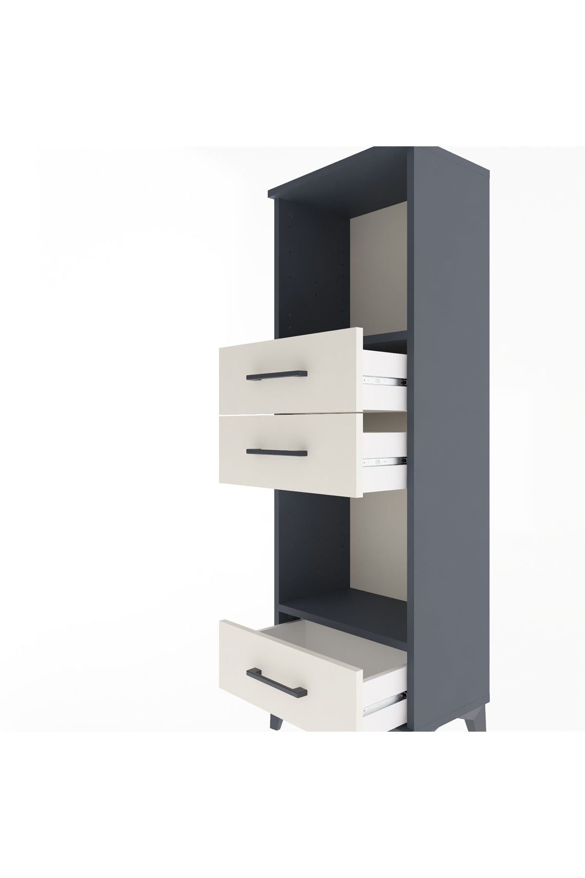 Arges Dolap 2 Raflı 3 Çekmeceli 44x30x134 Antrasit-Aytaşı