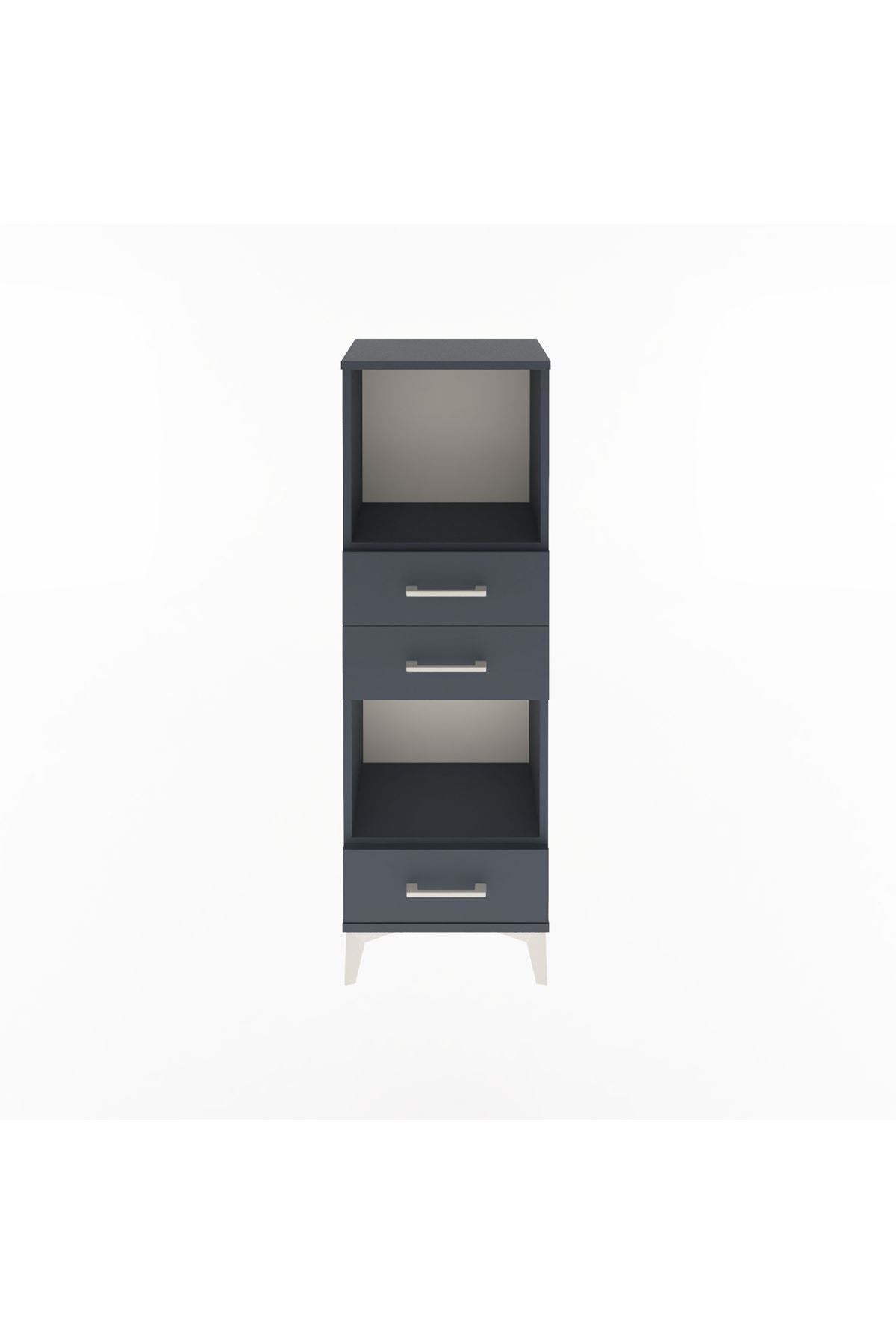 Arges Dolap 2 Raflı 3 Çekmeceli 44x30x134 Antrasit-Antrasit