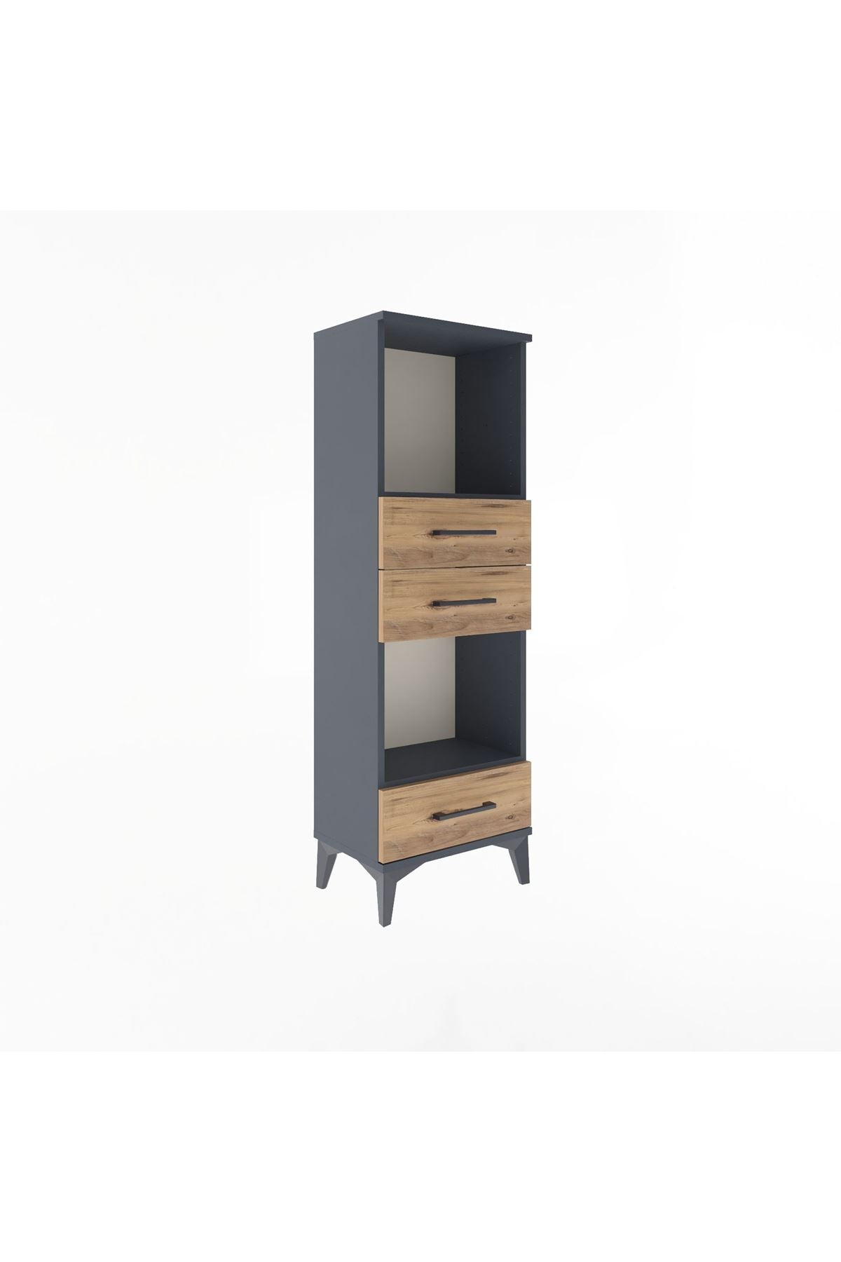 Arges Dolap 2 Raflı 3 Çekmeceli 44x30x134 Antrasit-Çam