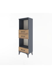 Arges Dolap 2 Raflı 3 Çekmeceli 44x30x134 Antrasit-Çam
