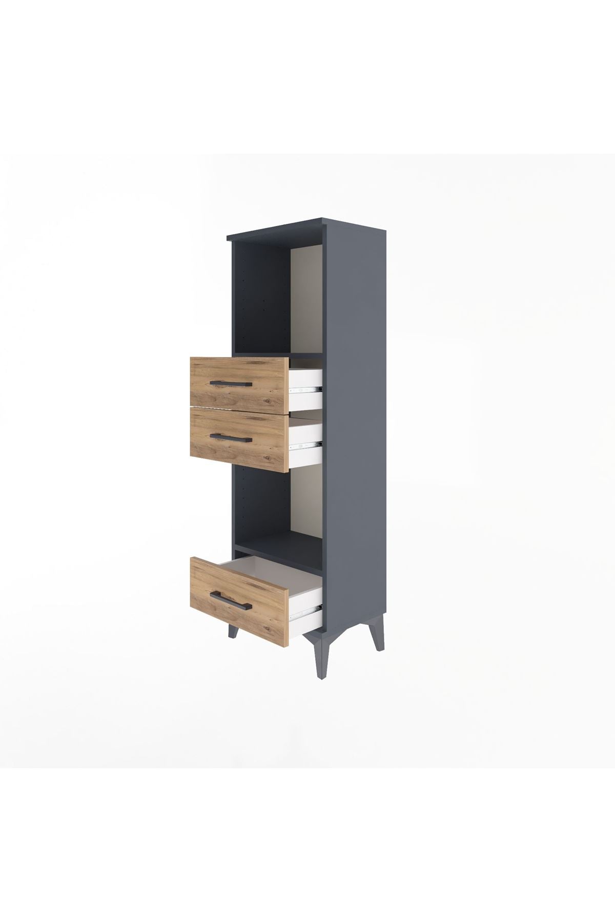 Arges Dolap 2 Raflı 3 Çekmeceli 44x30x134 Antrasit-Çam