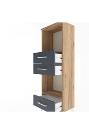 Arges Dolap 2 Raflı 3 Çekmeceli 44x30x134 Çam-Antrasit