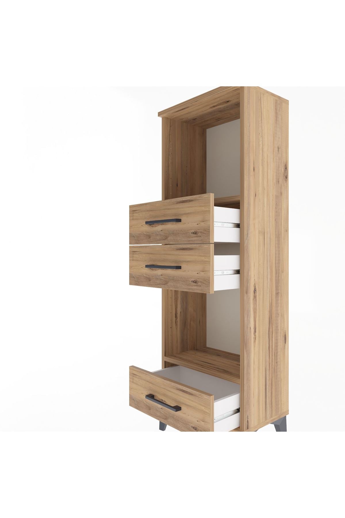 Arges Dolap 2 Raflı 3 Çekmeceli 44x30x134 Çam-Çam