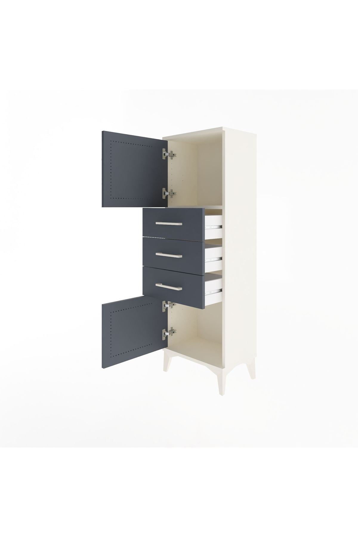 Arges Dolap 2 Raflı 3 Çekmeceli 2 Kapaklı 44x30x134 Aytaşı-Antrasit