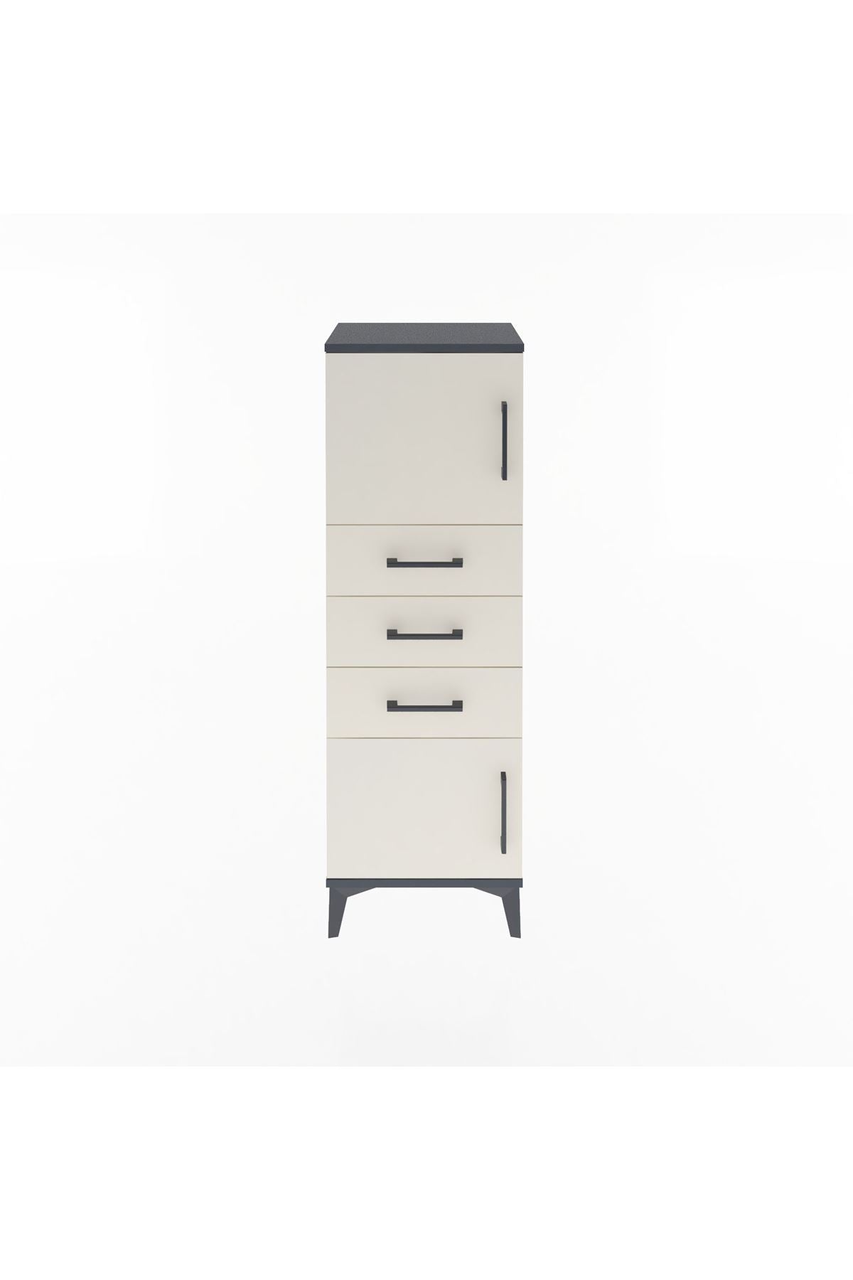 Arges Dolap 2 Raflı 3 Çekmeceli 2 Kapaklı 44x30x134 Antrasit-Aytaşı