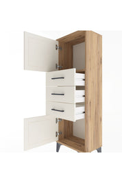 Arges Dolap 2 Raflı 3 Çekmeceli 2 Kapaklı 44x30x134 Çam-Aytaşı