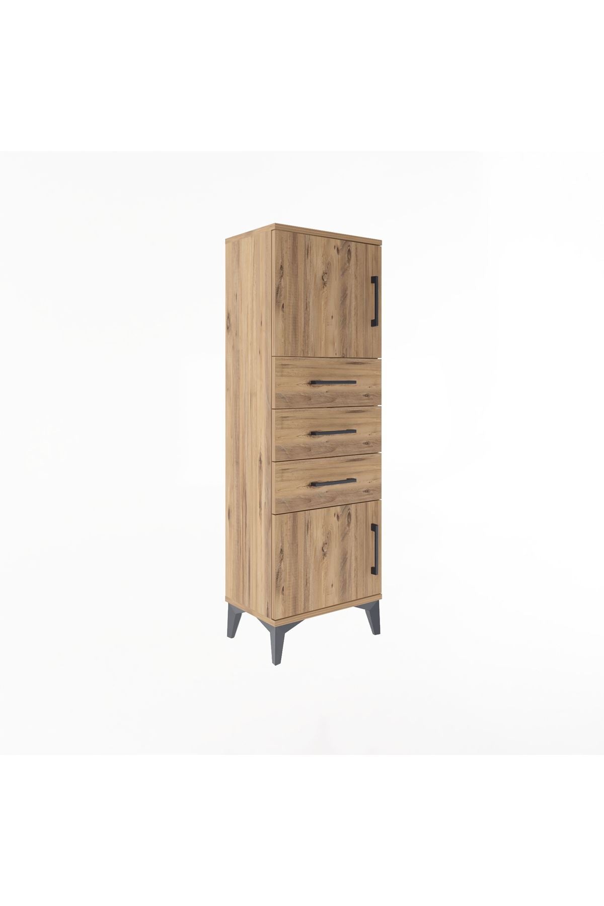 Arges Dolap 2 Raflı 3 Çekmeceli 2 Kapaklı 44x30x134 Çam-Çam