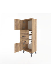 Arges Dolap 2 Raflı 3 Çekmeceli 2 Kapaklı 44x30x134 Çam-Çam