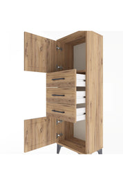 Arges Dolap 2 Raflı 3 Çekmeceli 2 Kapaklı 44x30x134 Çam-Çam