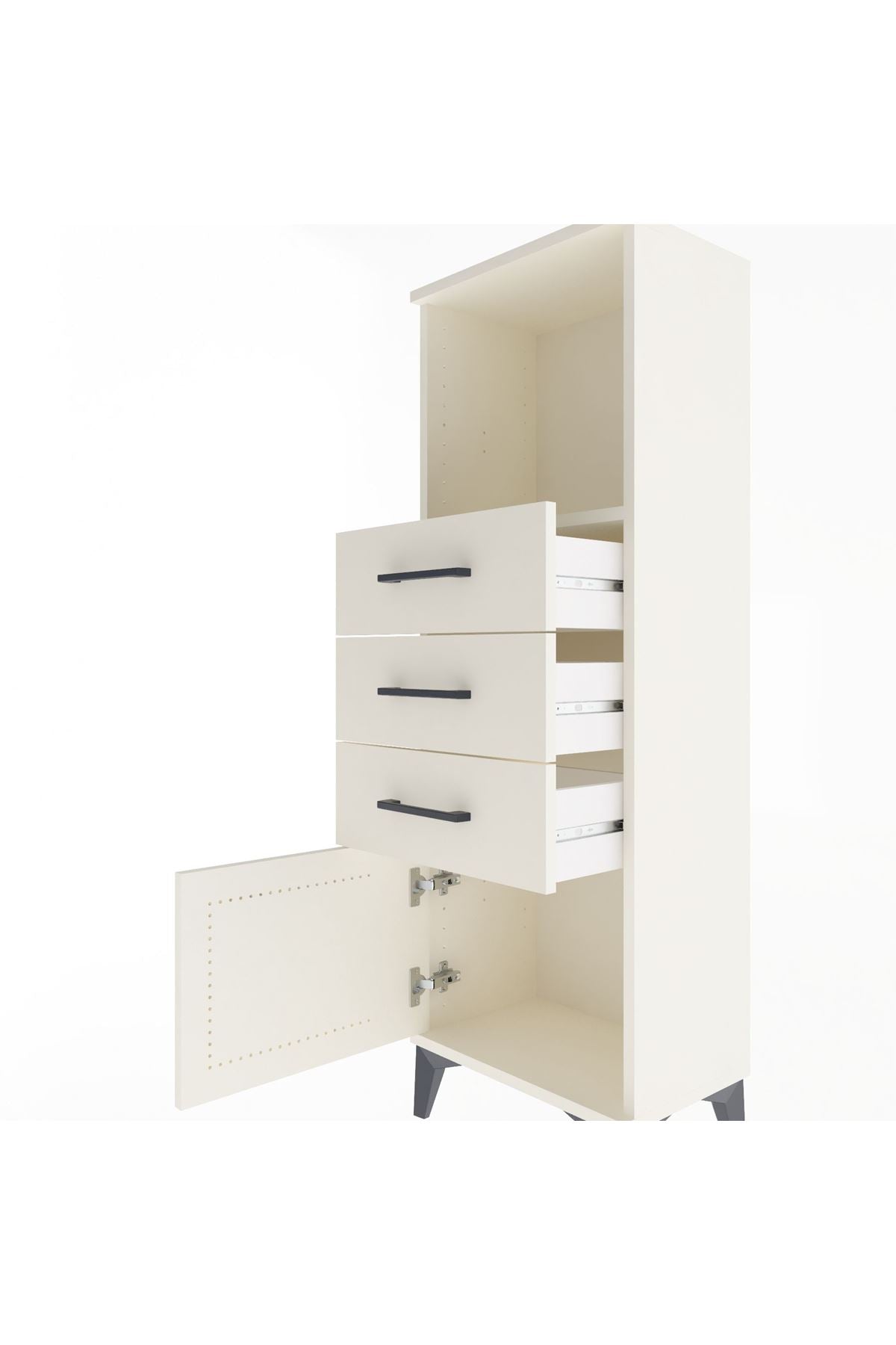 Arges Dolap Tek Raflı 3 Çekmeceli Tek Kapaklı 44x30x134 Aytaşı-Aytaşı