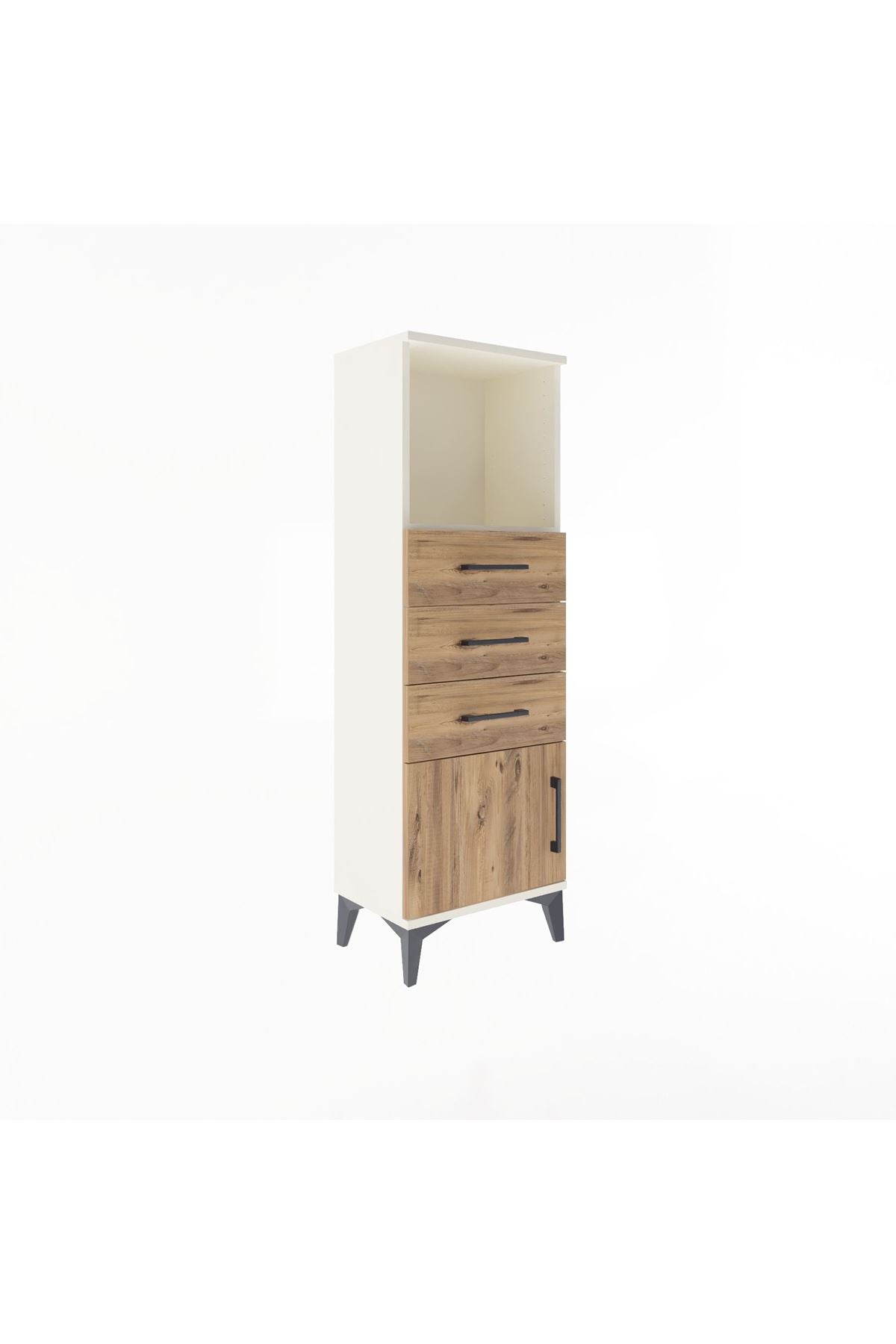 Arges Dolap Tek Raflı 3 Çekmeceli Tek Kapaklı 44x30x134 Aytaşı-Çam