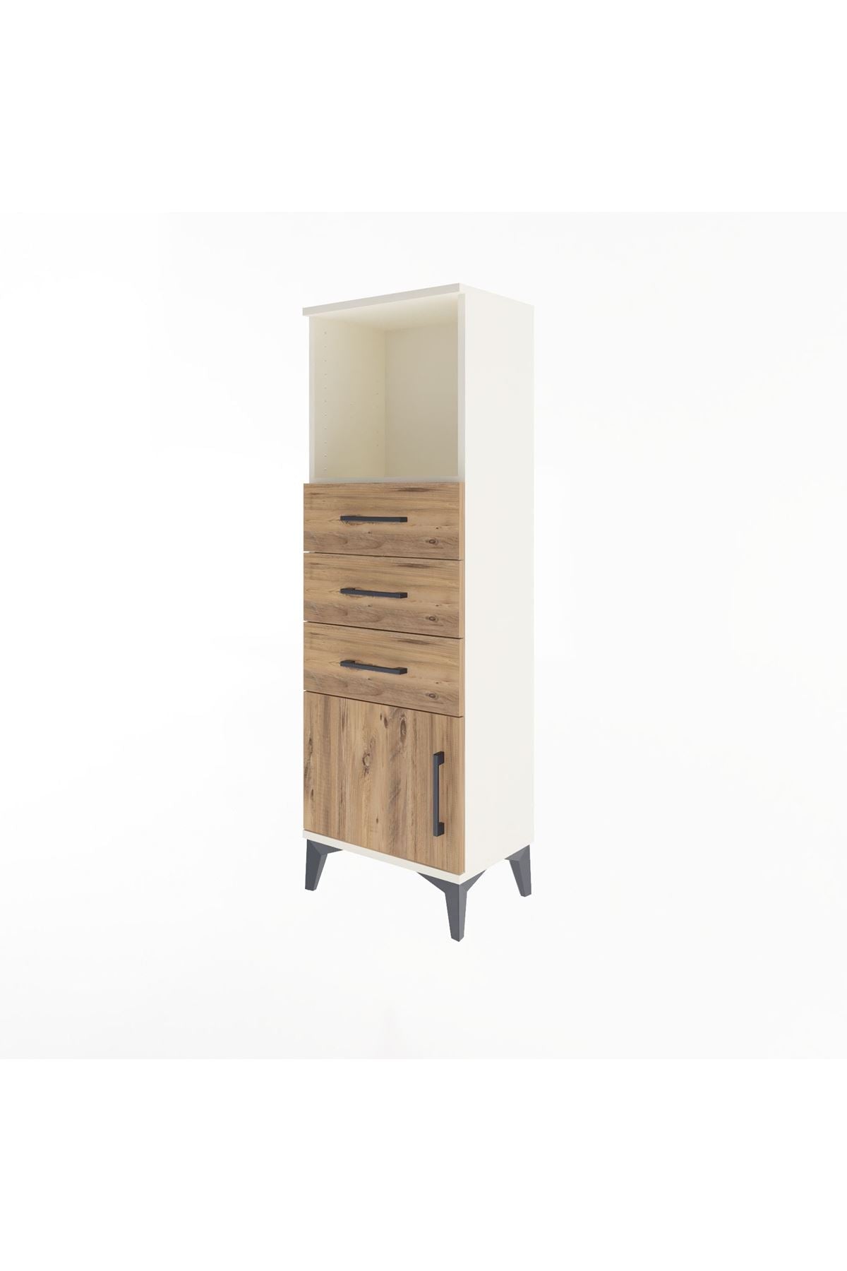 Arges Dolap Tek Raflı 3 Çekmeceli Tek Kapaklı 44x30x134 Aytaşı-Çam