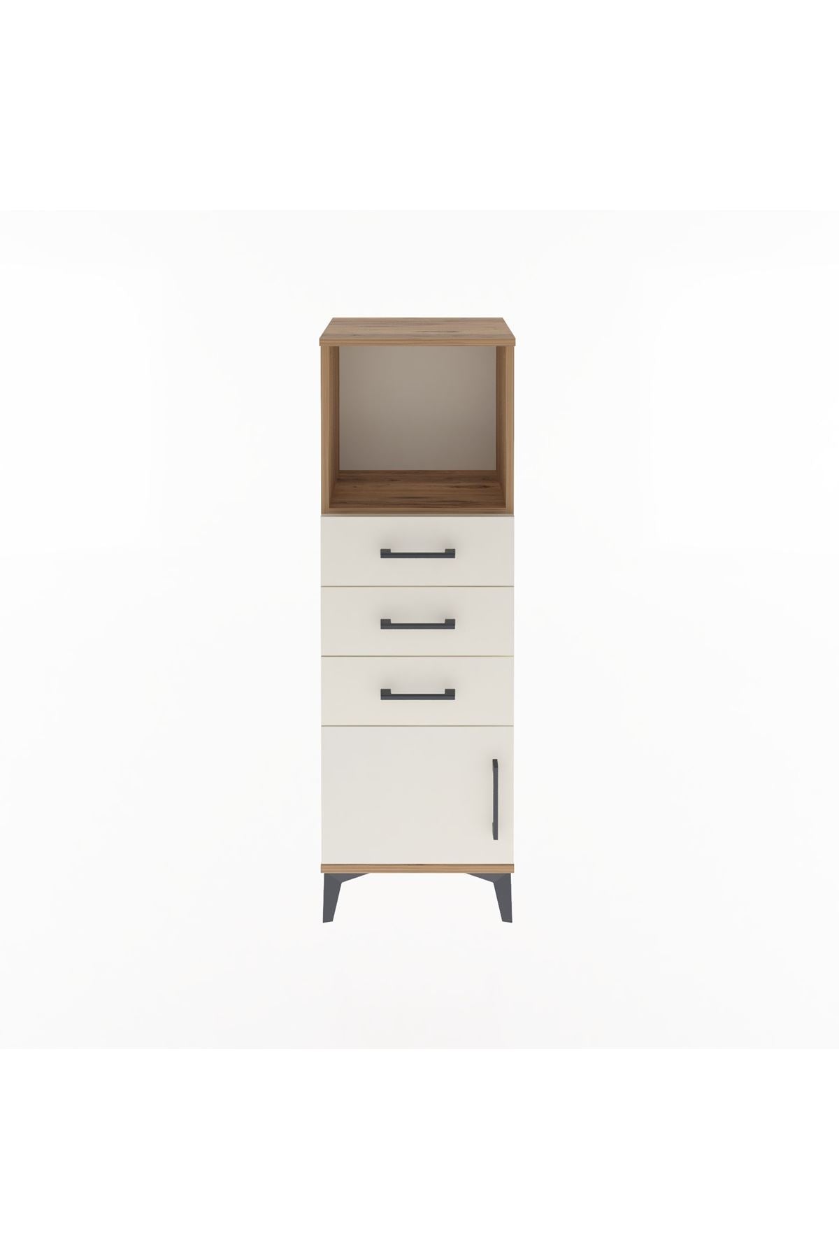 Arges Dolap Tek Raflı 3 Çekmeceli Tek Kapaklı 44x30x134 Çam-Aytaşı