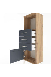 Arges Dolap Tek Raflı 3 Çekmeceli Tek Kapaklı 44x30x134 Çam-Antrasit