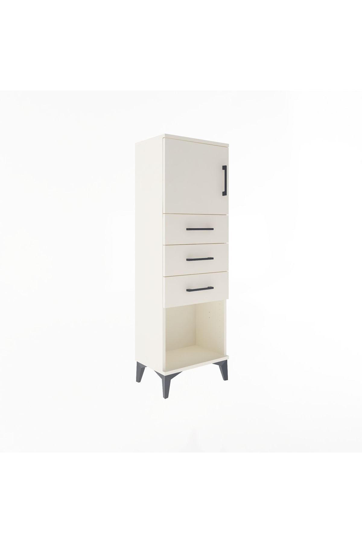 Arges Dolap Tek Raflı 3 Çekmeceli Tek Kapaklı 44x30x134 Aytaşı-Aytaşı