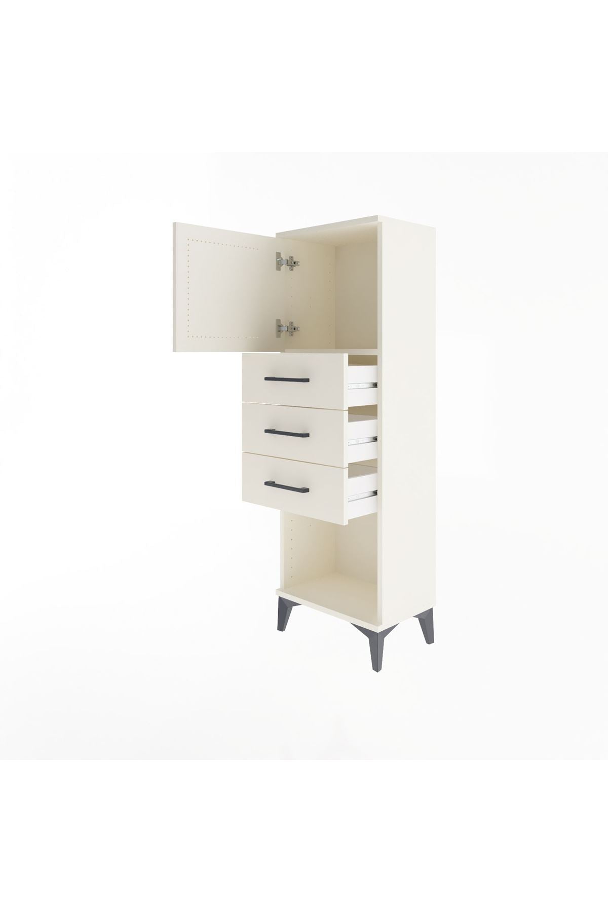 Arges Dolap Tek Raflı 3 Çekmeceli Tek Kapaklı 44x30x134 Aytaşı-Aytaşı