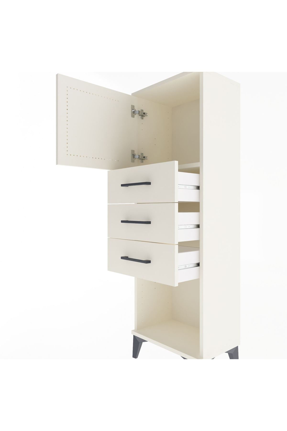 Arges Dolap Tek Raflı 3 Çekmeceli Tek Kapaklı 44x30x134 Aytaşı-Aytaşı