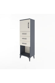 Arges Dolap Tek Raflı 3 Çekmeceli Tek Kapaklı 44x30x134 Antrasit-Aytaşı