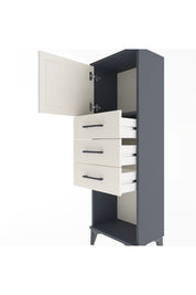 Arges Dolap Tek Raflı 3 Çekmeceli Tek Kapaklı 44x30x134 Antrasit-Aytaşı