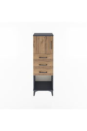 Arges Dolap Tek Raflı 3 Çekmeceli Tek Kapaklı 44x30x134 Antrasit-Çam