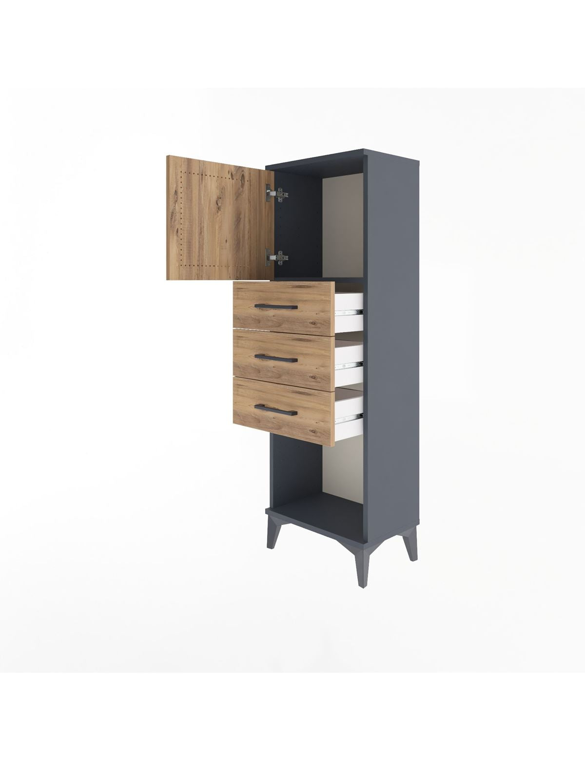 Arges Dolap Tek Raflı 3 Çekmeceli Tek Kapaklı 44x30x134 - S16M054V6A