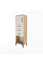 Arges Dolap Tek Raflı 3 Çekmeceli Tek Kapaklı 44x30x134 Çam-Aytaşı