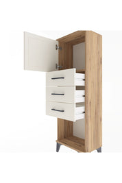 Arges Dolap Tek Raflı 3 Çekmeceli Tek Kapaklı 44x30x134 Çam-Aytaşı