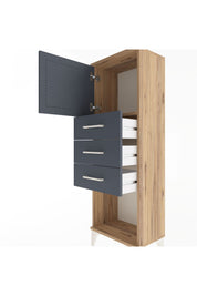 Arges Dolap Tek Raflı 3 Çekmeceli Tek Kapaklı 44x30x134 Çam-Antrasit