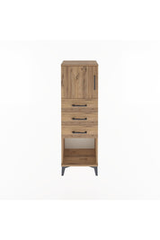 Arges Dolap Tek Raflı 3 Çekmeceli Tek Kapaklı 44x30x134 Çam-Çam