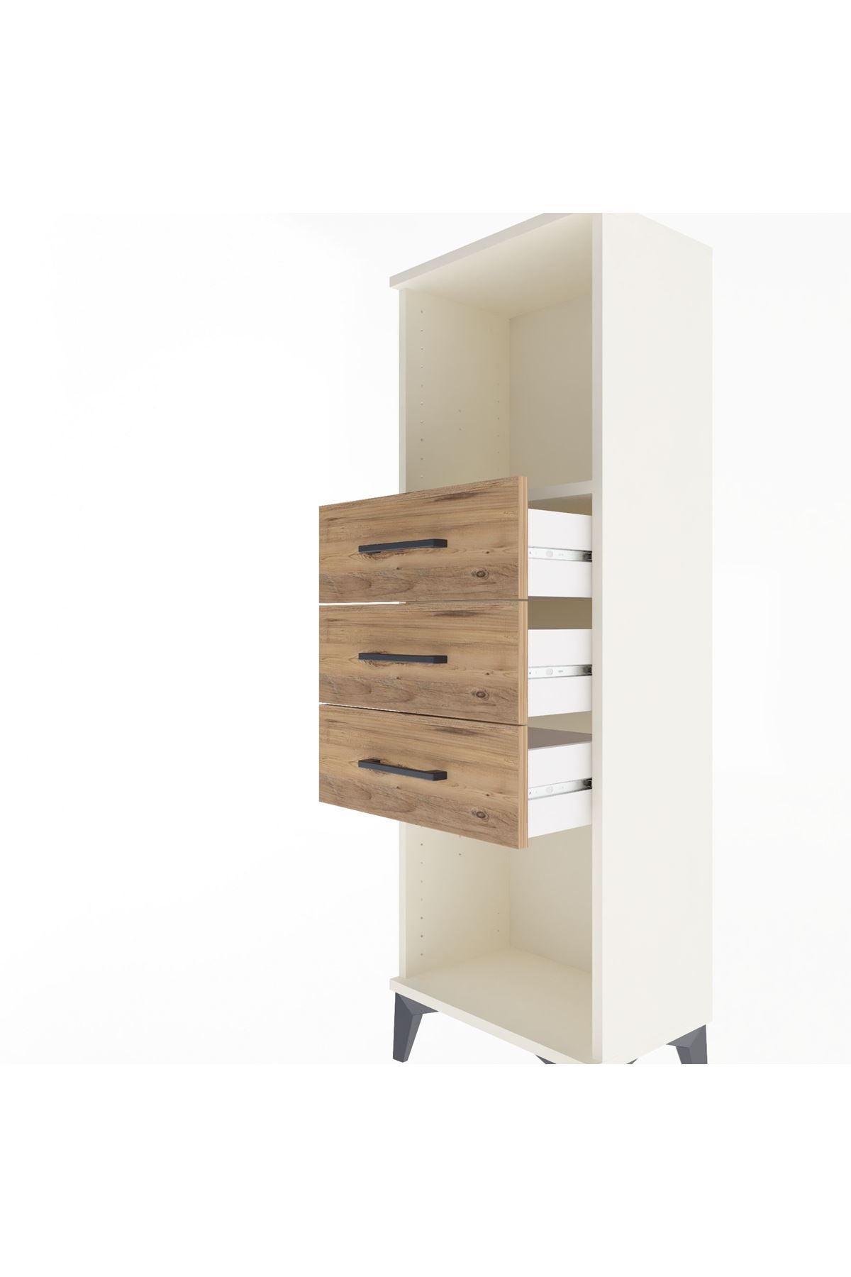 Arges Dolap Tek Raflı 3 Çekmeceli 44x30x134 Aytaşı-Çam