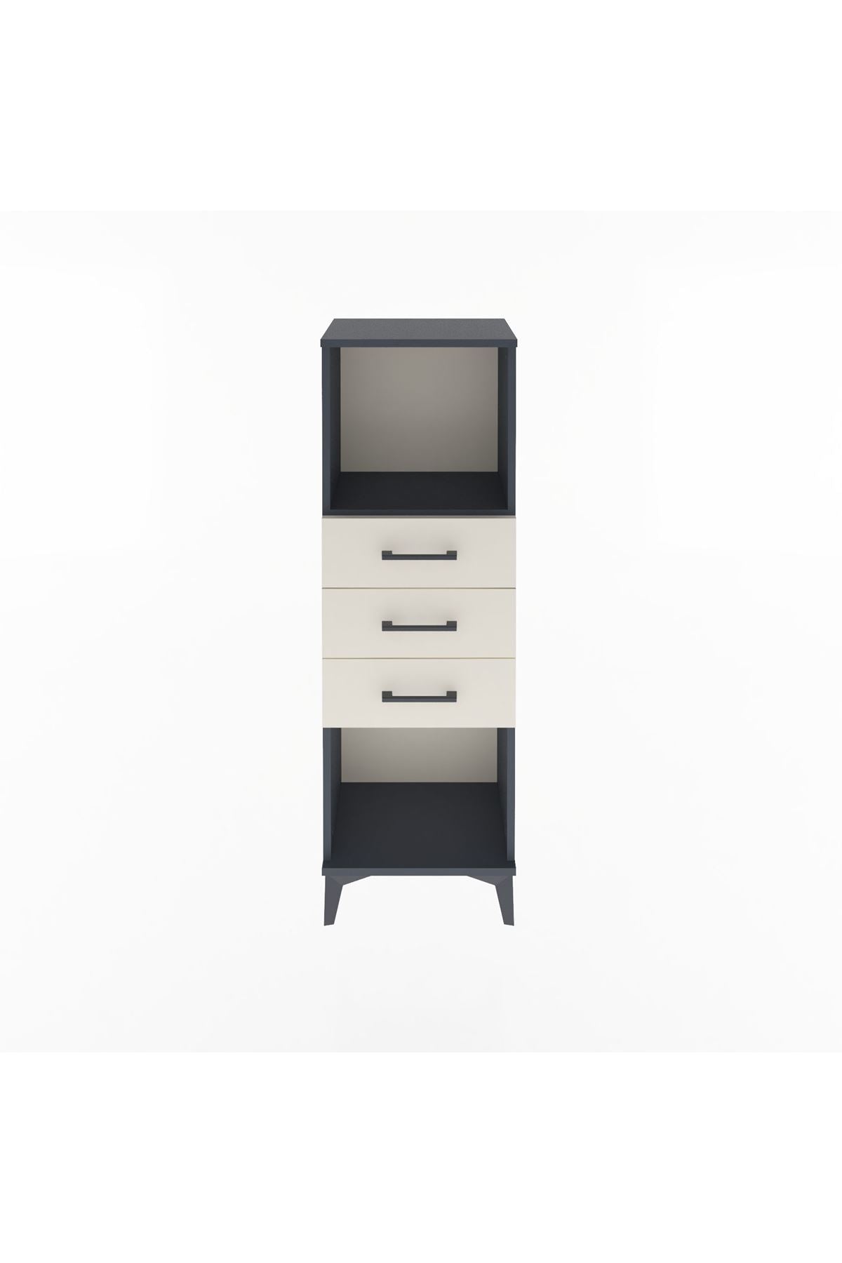 Arges Dolap Tek Raflı 3 Çekmeceli 44x30x134 Antrasit-Aytaşı