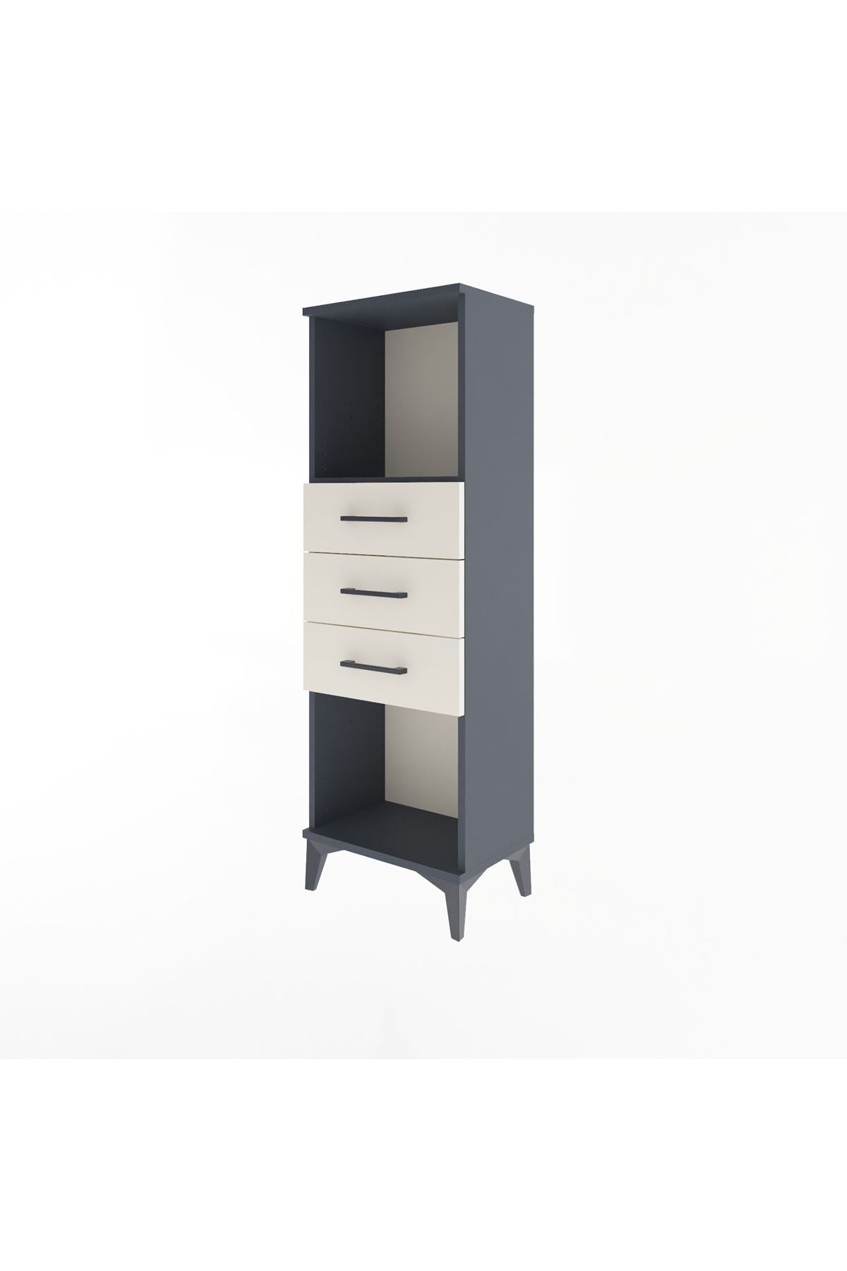 Arges Dolap Tek Raflı 3 Çekmeceli 44x30x134 Antrasit-Aytaşı