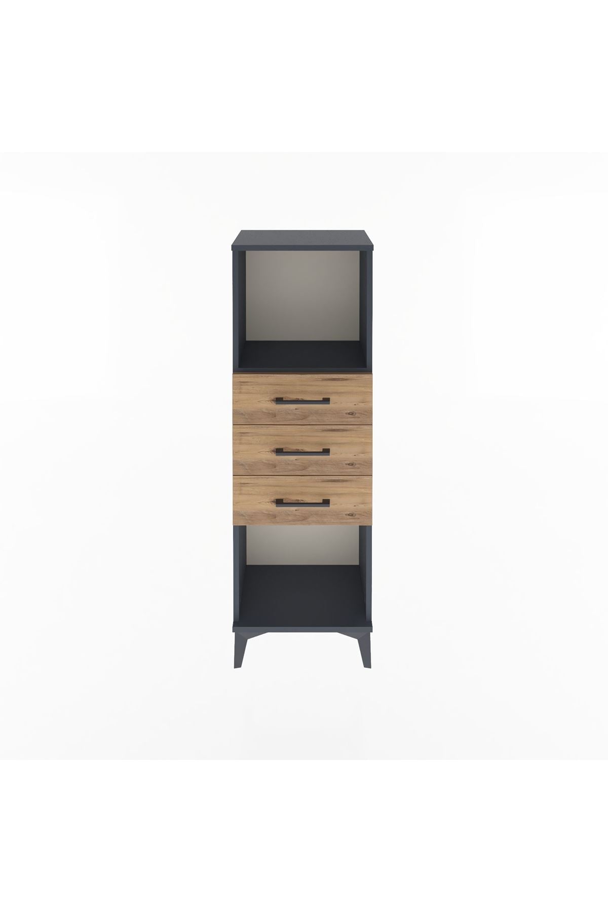 Arges Dolap Tek Raflı 3 Çekmeceli 44x30x134 Antrasit-Çam