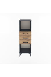Arges Dolap Tek Raflı 3 Çekmeceli 44x30x134 Antrasit-Çam