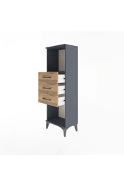 Arges Dolap Tek Raflı 3 Çekmeceli 44x30x134 Antrasit-Çam