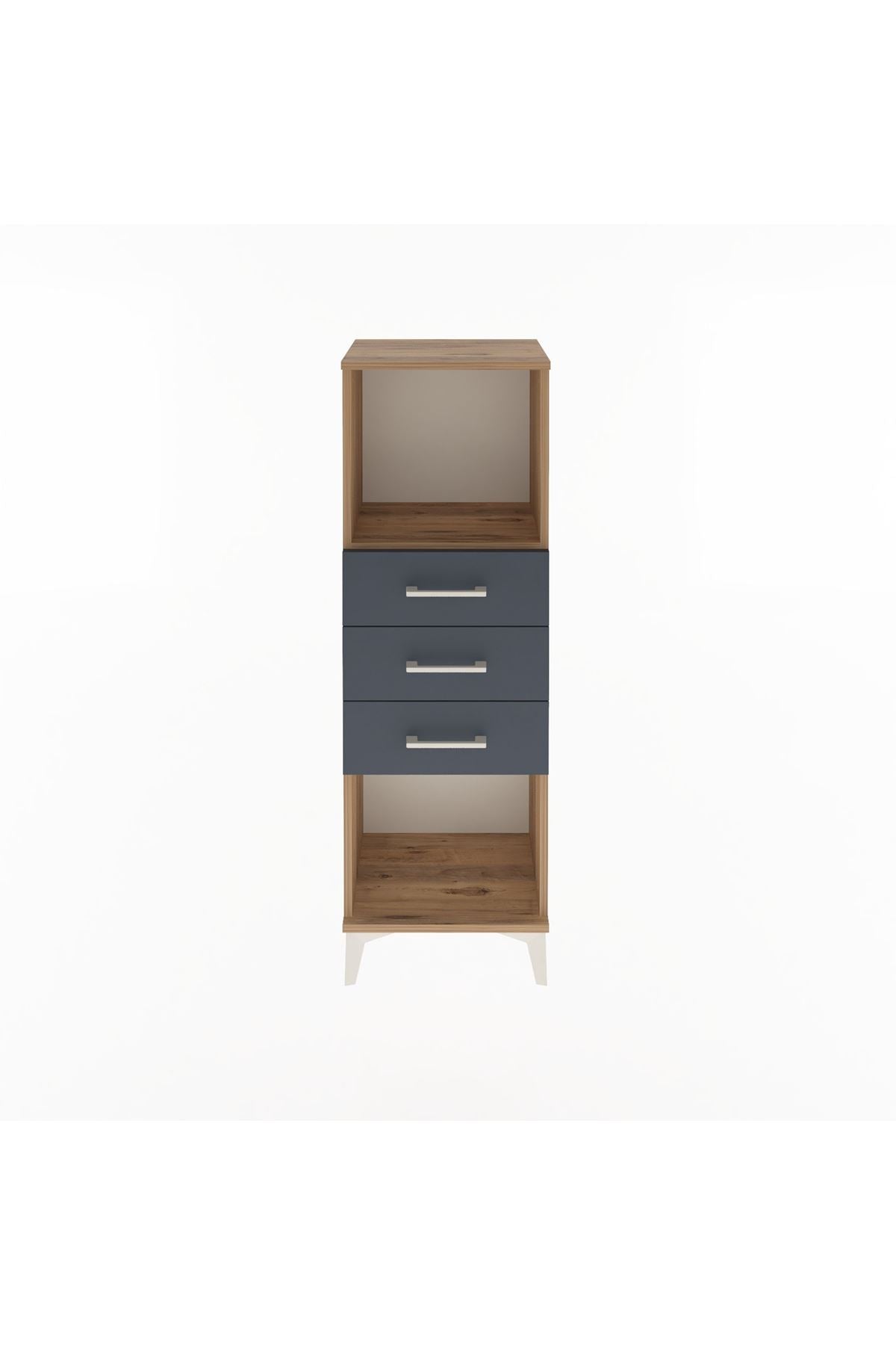 Arges Dolap Tek Raflı 3 Çekmeceli 44x30x134 Çam-Antrasit