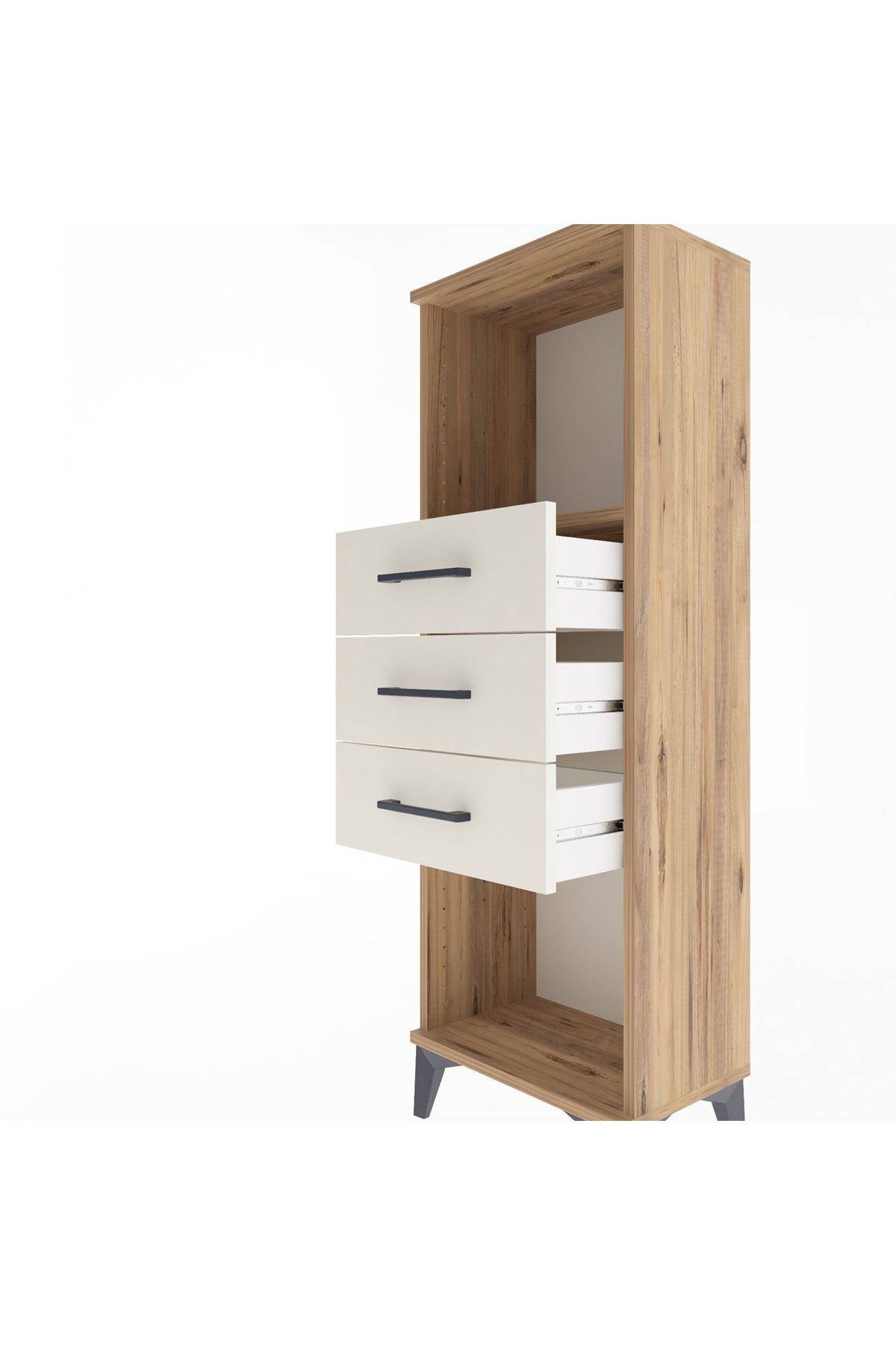 Arges Dolap Tek Raflı 3 Çekmeceli 44x30x134 Çam-Aytaşı