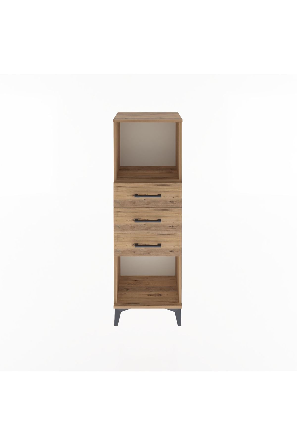 Arges Dolap Tek Raflı 3 Çekmeceli 44x30x134 Çam-Çam