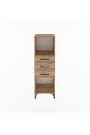 Arges Dolap Tek Raflı 3 Çekmeceli 44x30x134 Çam-Çam