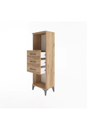 Arges Dolap Tek Raflı 3 Çekmeceli 44x30x134 Çam-Çam