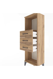 Arges Dolap Tek Raflı 3 Çekmeceli 44x30x134 Çam-Çam