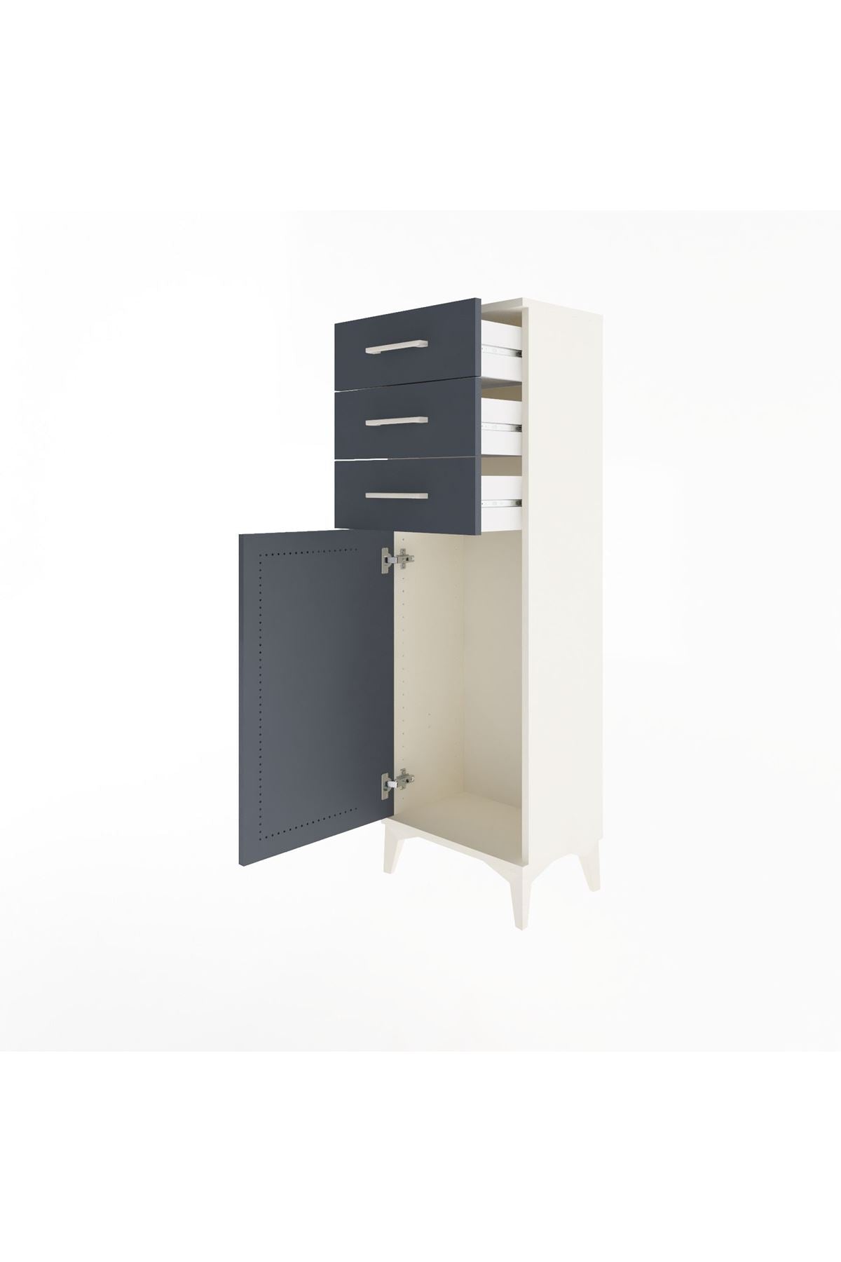 Arges Dolap 3 Çekmeceli Tek Kapaklı 44x30x134 Aytaşı-Antrasit