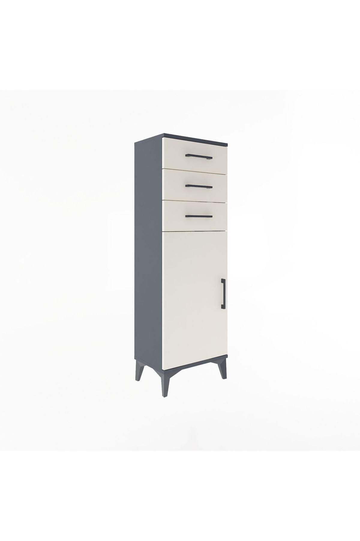 Arges Dolap 3 Çekmeceli Tek Kapaklı 44x30x134 Antrasit-Aytaşı