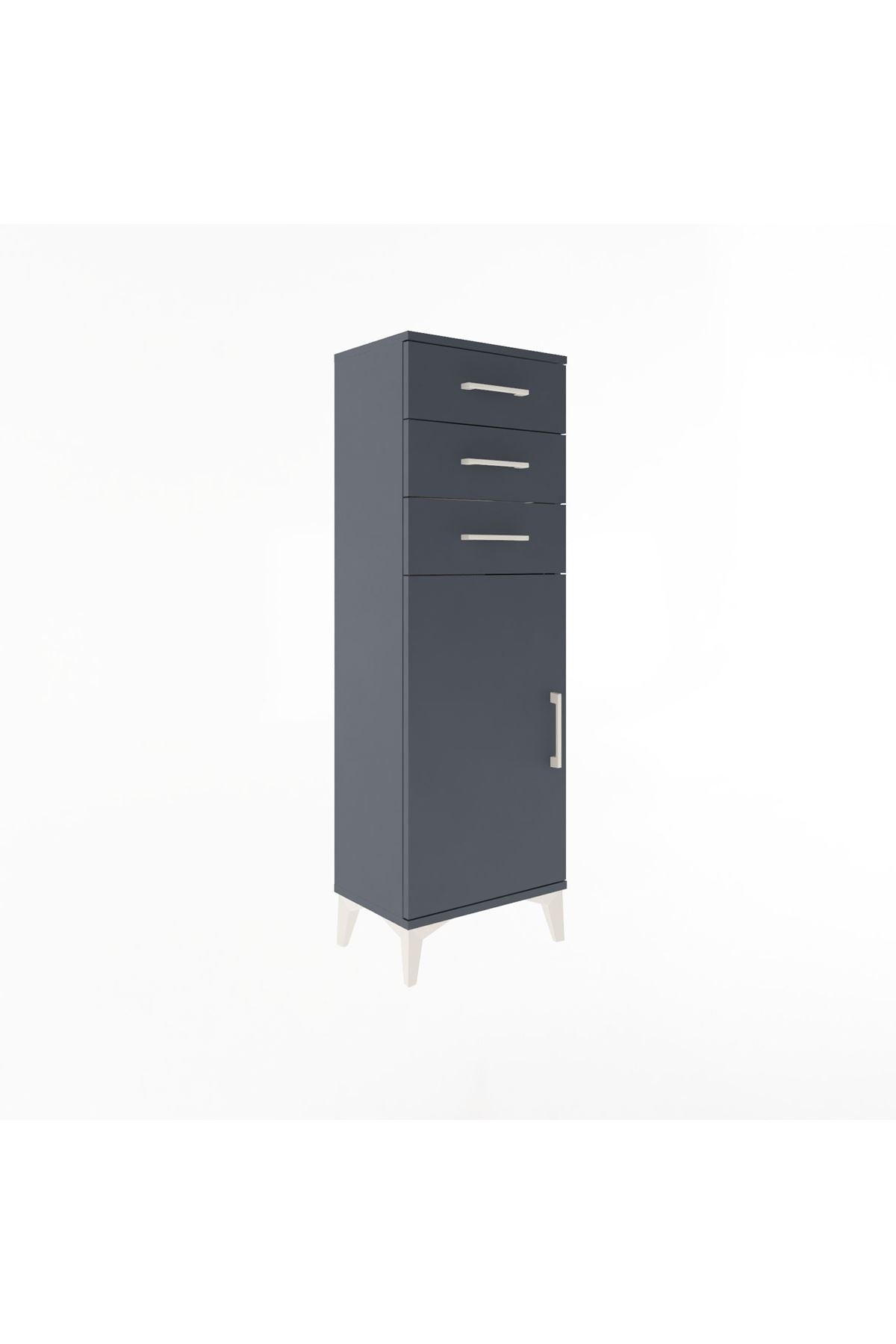 Arges Dolap 3 Çekmeceli Tek Kapaklı 44x30x134 Antrasit-Antrasit