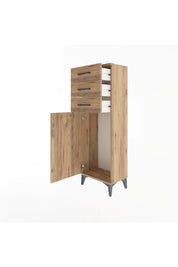 Arges Dolap 3 Çekmeceli Tek Kapaklı 44x30x134 Çam-Çam