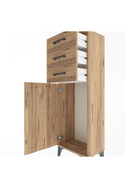 Arges Dolap 3 Çekmeceli Tek Kapaklı 44x30x134 Çam-Çam