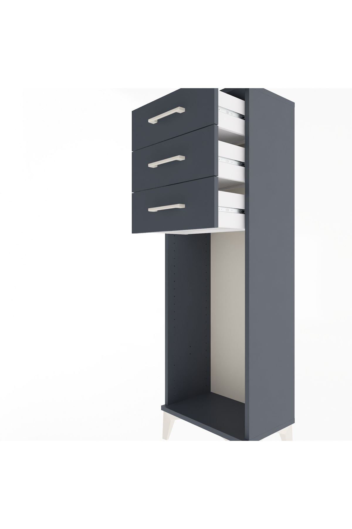 Arges Dolap 3 Çekmeceli 44x30x134 Antrasit-Antrasit