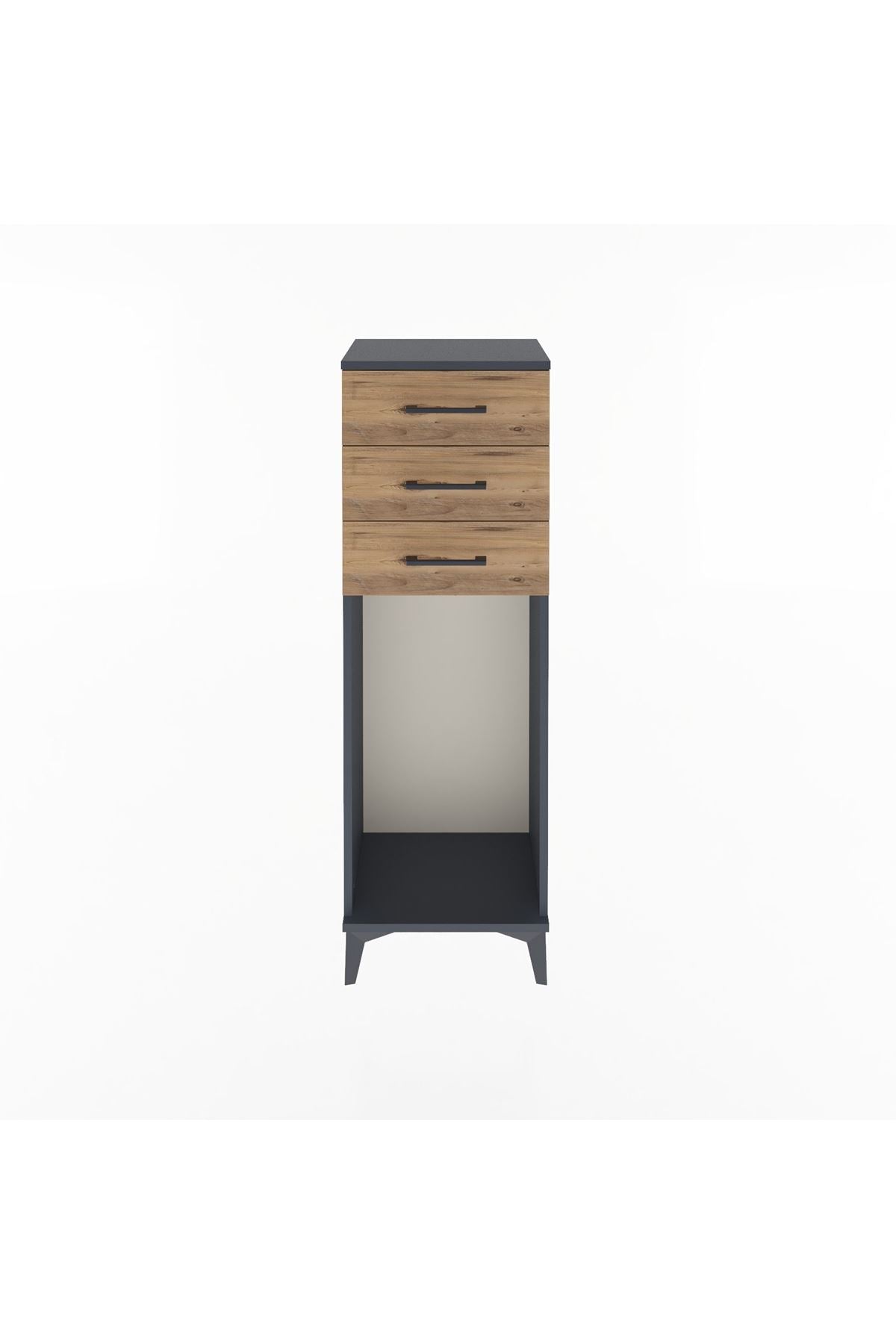 Arges Dolap 3 Çekmeceli 44x30x134 Antrasit-Çam