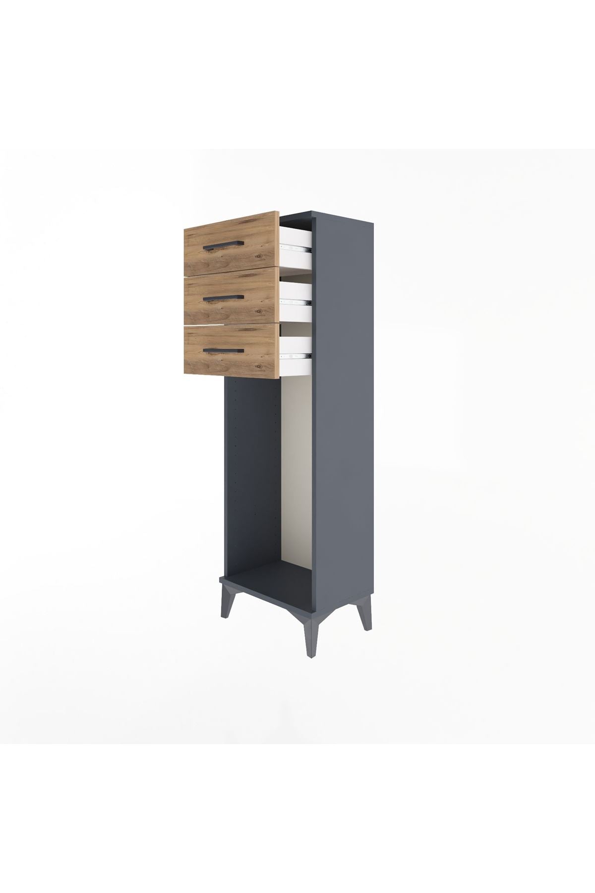 Arges Dolap 3 Çekmeceli 44x30x134 Antrasit-Çam