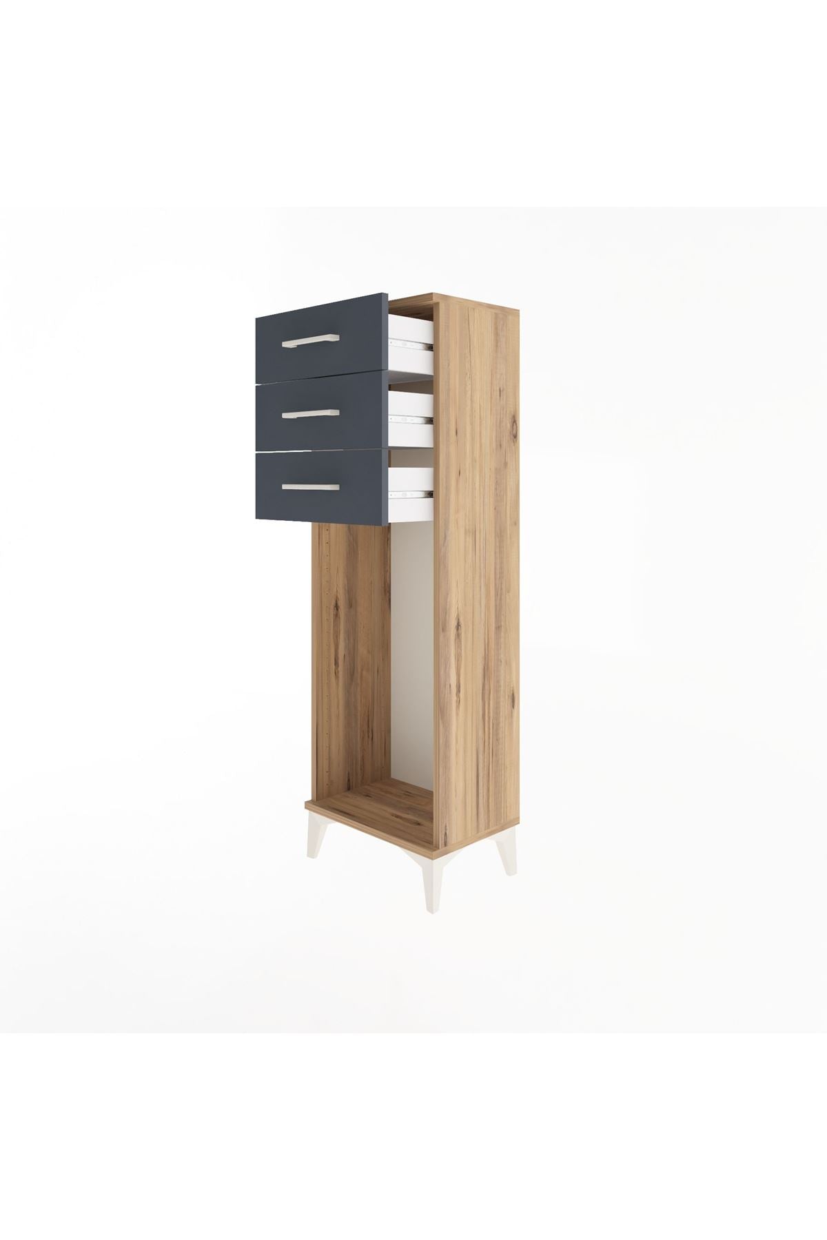 Arges Dolap 3 Çekmeceli 44x30x134 Çam-Antrasit